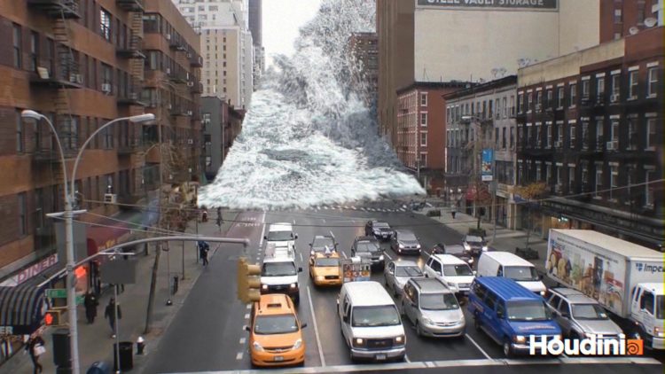 City flooding. Houdini.