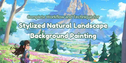 Stylized Natural Landscape Background Painting