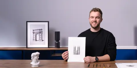Artistic Architectural Illustration with Pencil and Graphite